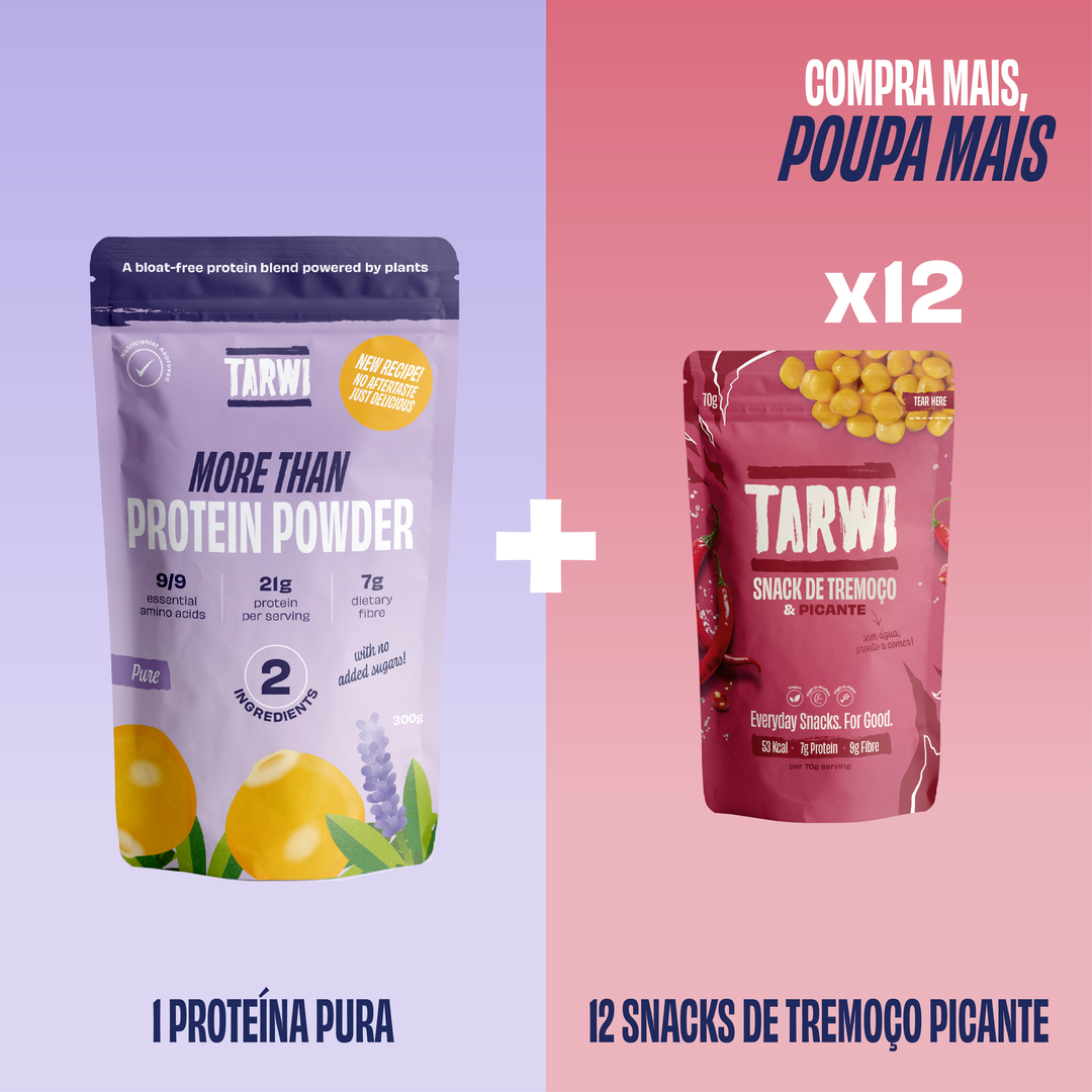 Proteína Vegetal Pura Tarwi + Snacks de Tremoço Picante Tarwi