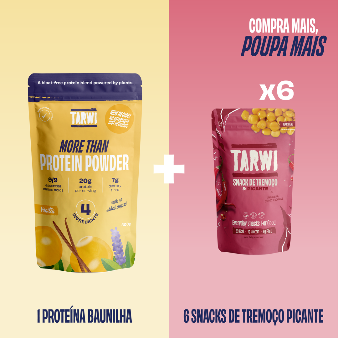 Proteína Vegetal Baunilha Tarwi + Snacks de Tremoço Picante Tarwi