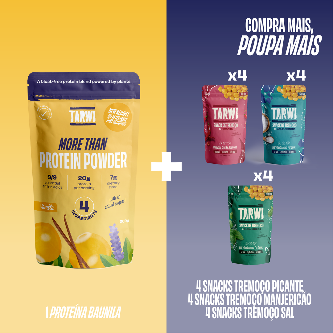 Proteína Vegetal Baunilha Tarwi + Snacks de Tremoço Tarwi