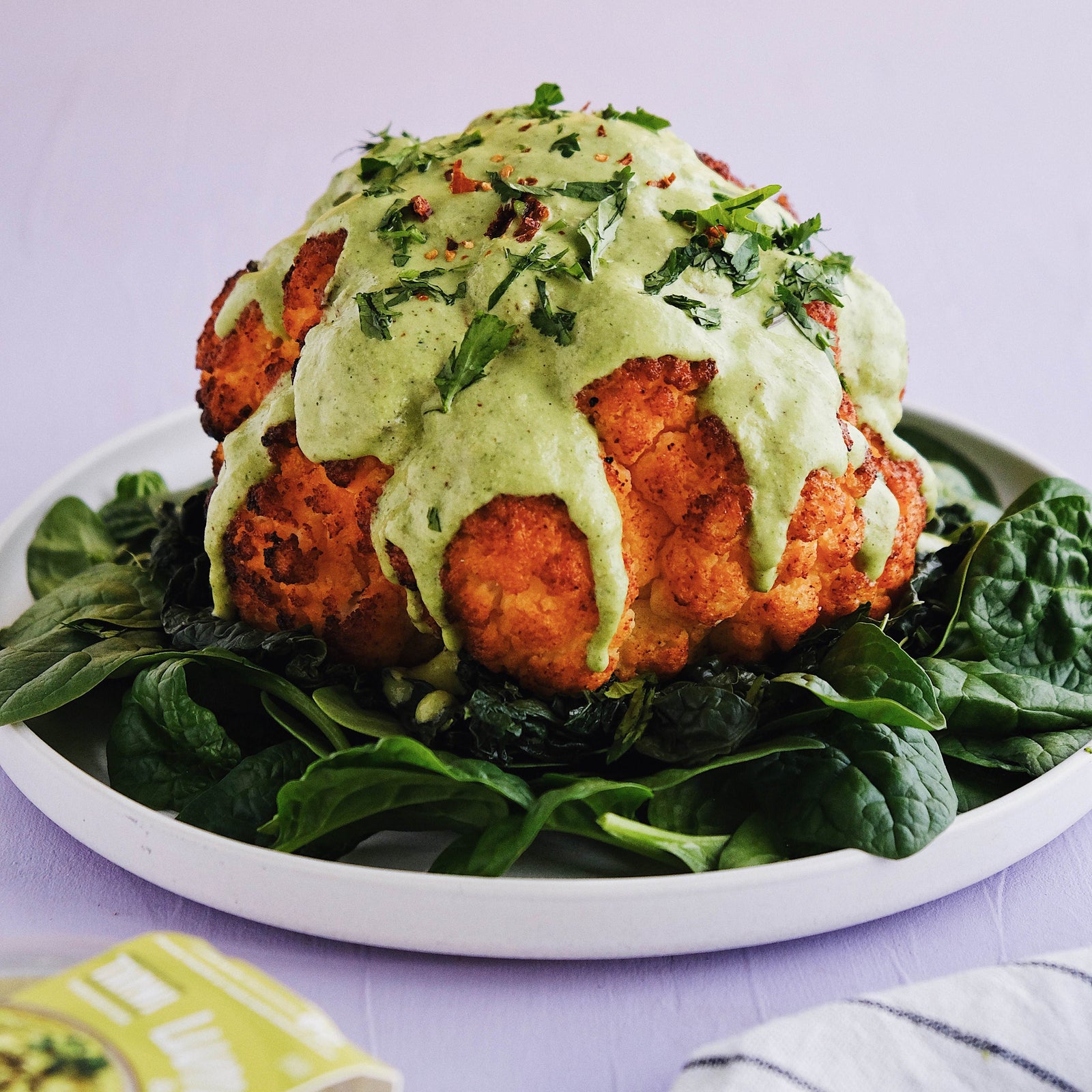 Roasted cauliflower with Lummus & Basil dressing